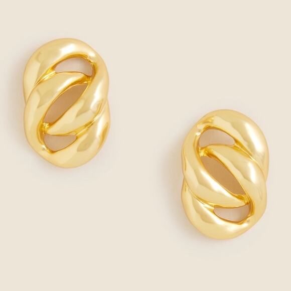 J. Crew Shiny Matte Gold Sculptural link earrings - Picture 2 of 9